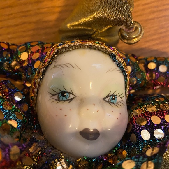 Porcelain MardiGras Jester Doll Soft Body Figurine - Picture 5 of 8